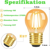 GBLY LED žarulja E27 G45 Vintage Edison retro stila, okrugla - pakiranje od 6 komada 4