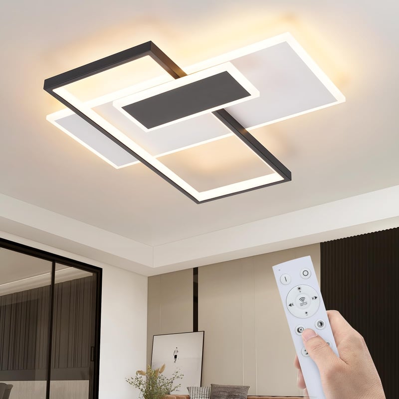 Plafonieră LED GBLY 58W Reglabilă cu Telecomandă, Design Geometric Modern Alb-Negru din Acril pentru Living, Dormitor, Bucătărie, Birou, Sufragerie