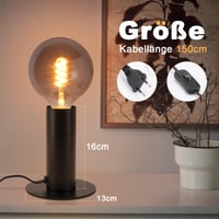 GBLY Vintage nočná stolová lampa E27 čierna max. 40W so spínačom a zástrčkou, priemyselná retro lampa do spálne a obývačky, bez žiarovky 3
