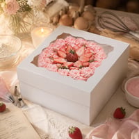 Cutie pentru tort Gcardist 30,5x30,5x20,3 cm, 5 bucăți cutii albe pentru tort cu fereastră și 5 discuri rotunde albe pentru tort de 30,5 cm, cutie pentru depozitarea prăjiturilor 8