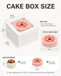 Cutie pentru tort Gcardist 30,5x30,5x20,3 cm, 5 bucăți cutii albe pentru tort cu fereastră și 5 discuri rotunde albe pentru tort de 30,5 cm, cutie pentru depozitarea prăjiturilor 4
