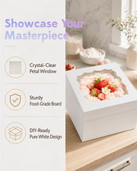 Cutie pentru tort Gcardist 30,5x30,5x20,3 cm, 5 bucăți cutii albe pentru tort cu fereastră și 5 discuri rotunde albe pentru tort de 30,5 cm, cutie pentru depozitarea prăjiturilor 5