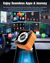 GCNWW 4 v 1 bezdrôtový adaptér pre CarPlay a Android Auto, zrkadlenie AirPlay a MirrorLink, 5,8 GHz, Plug and Play, oranžová 7