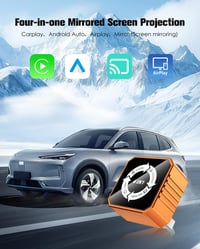GCNWW 4 v 1 bezdrôtový adaptér pre CarPlay a Android Auto, zrkadlenie AirPlay a MirrorLink, 5,8 GHz, Plug and Play, oranžová 2