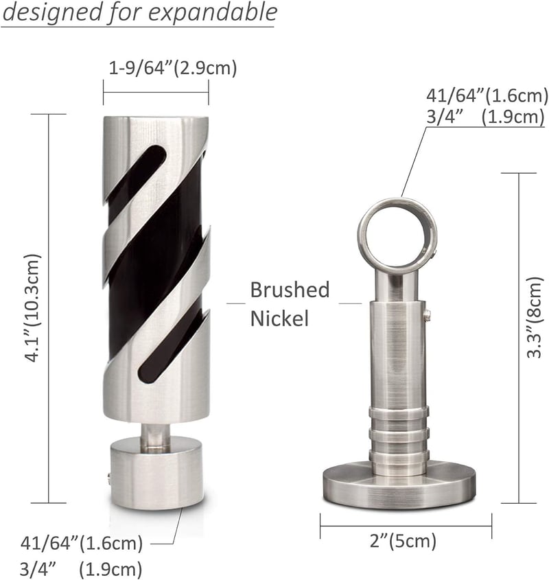 Gcurtain Fém Függönyrúd Szett, 16-19 mm Átmérőjű, 110-210 cm Állítható, Nagy Teherbírású, Dekoratív Végekkel - Csiszolt Felület, Egyszerű Sz