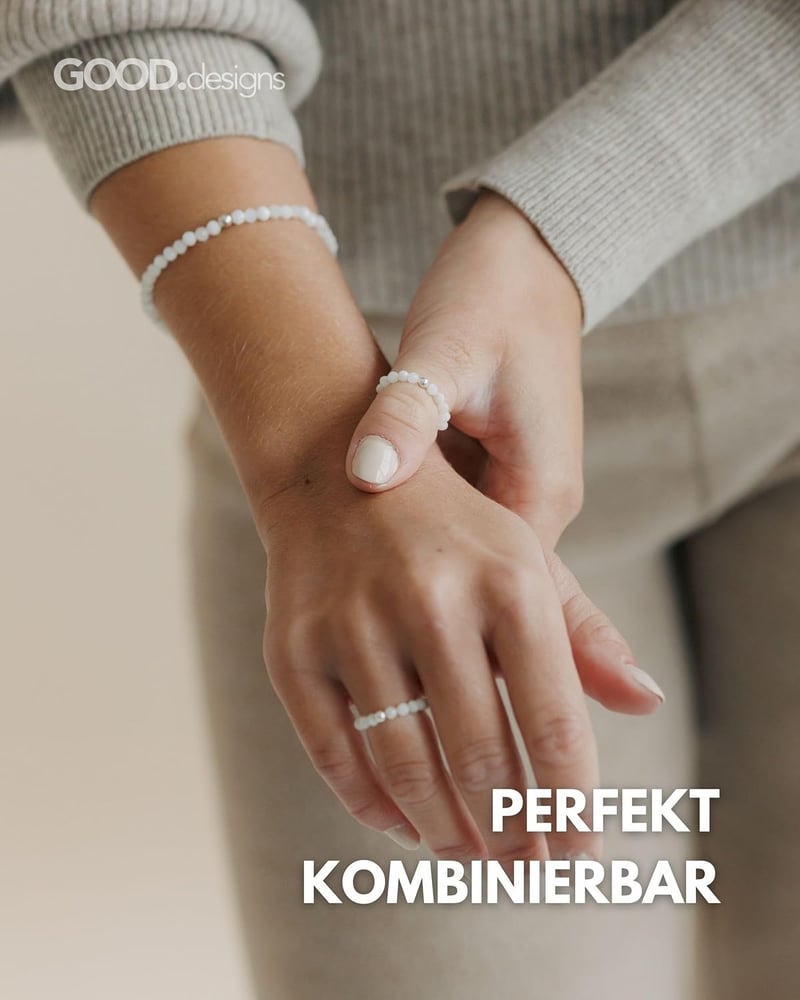 GD GOOD.designs Stresszoldó Gyűrű Természetes Kőgyöngyökkel Nőknek | Rugalmas Szorongásoldó Fidget Gyűrű 52-60 - Lapis Lazuli
