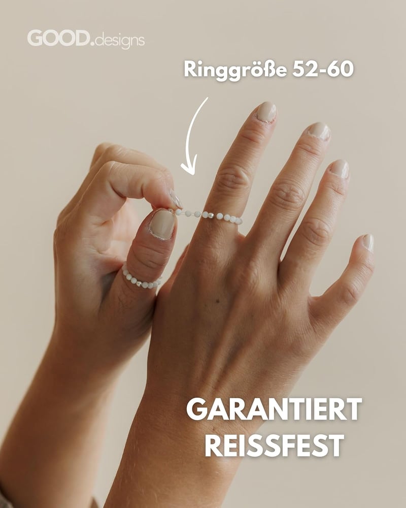 GD GOOD.designs Stresszoldó Gyűrű Természetes Kőgyöngyökkel Nőknek | Rugalmas Szorongásoldó Fidget Gyűrű 52-60 - Lapis Lazuli