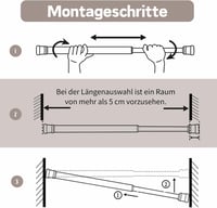 GDEVKHN 2db Feszítőrúd Függönyökhöz 40-70cm Fekete Teleszkópos Feszítőrúd Fúrás Nélkül 5