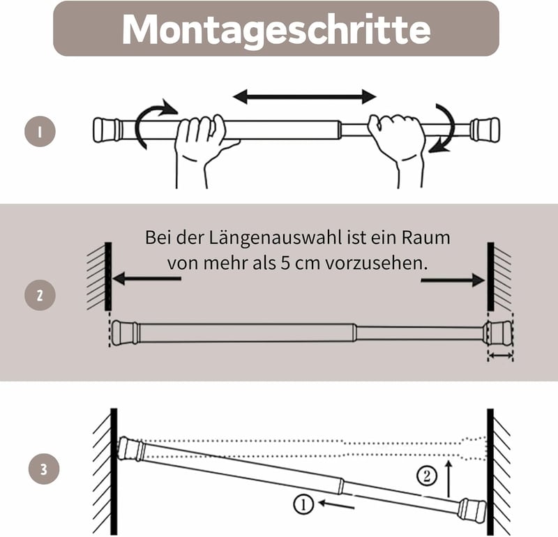 GDEVKHN 2db Feszítőrúd Függönyökhöz 40-70cm Fekete Teleszkópos Feszítőrúd Fúrás Nélkül