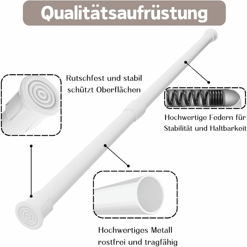 GDEVKHN 2db Feszítőrúd Függönyökhöz 40-70cm Fekete Teleszkópos Feszítőrúd Fúrás Nélkül