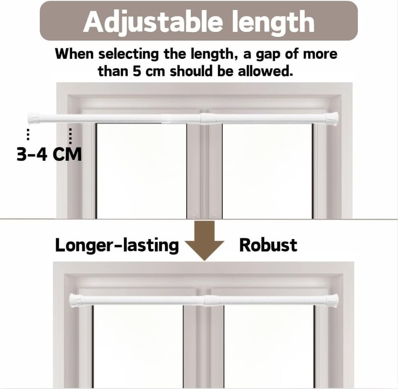 GDEVKHN Feszítőrúd Függönyökhöz 40-70 cm Fehér 2 db Fúrás Nélkül