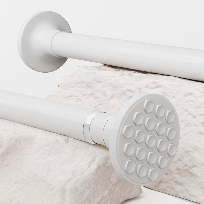 GDEVKHN Teleszkópos Zuhanyfüggöny Rúd 62-85cm - Fehér, Fúrás Nélküli, Rozsdamentes Acél Feszítőrúd Fürdőszobába, Nappaliba, Erkélyre