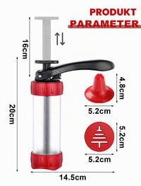 Presă de patiserie GDL - Pistol multifuncțional pentru biscuiți cu 12 șabloane și 10 duze, set pentru churros și decorat prăjituri, roșu 2