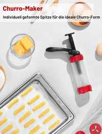 Presă de patiserie GDL - Pistol multifuncțional pentru biscuiți cu 12 șabloane și 10 duze, set pentru churros și decorat prăjituri, roșu 4