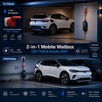GDON Technology Mobil Wallbox 11 kW Applikációval, Type 2 Töltőállomás 7 m Kábellel, Elektromos Autó Töltő 3