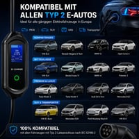 GDON Technology Mobil Wallbox 11 kW Applikációval, Type 2 Töltőállomás 7 m Kábellel, Elektromos Autó Töltő 5