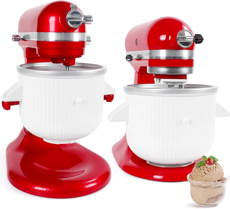 Gdrtwwh Fagylalt Készítő Tartozék KitchenAid Robotgéphez, Jégkrém és Sorbet Készítő, 4.3-4.8L Tálhoz, Mosogatógépben Mosható