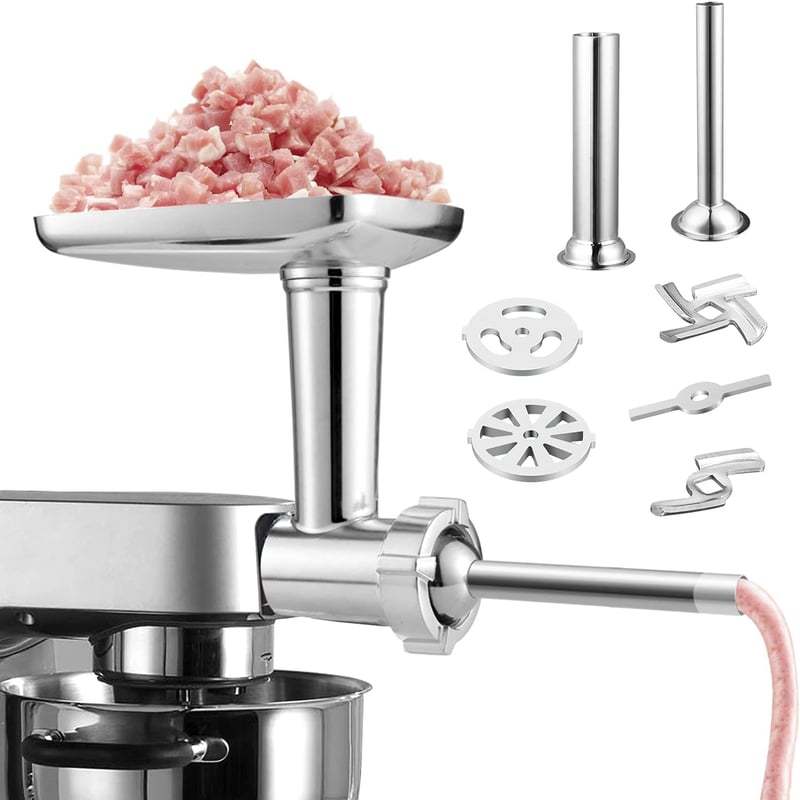 Gdrtwwh Húsdaráló Kiegészítő Szett Kenwood Chef és kMix Konyhai Robotgéphez - 2 Kolbásztöltő Cső és 4 Őrlőtárcsa