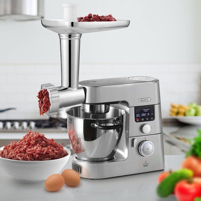 Gdrtwwh Húsdaráló Kiegészítő Szett Kenwood Chef és kMix Konyhai Robotgéphez - 2 Kolbásztöltő Cső és 4 Őrlőtárcsa