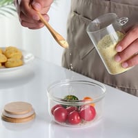 GDWD Üveg Tárolóedény Bambusz Fedővel és Kanállal 450ml Légmentes 8