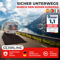 GEARLINE 3 v 1 Výstražná tabuľa pre Taliansko, Španielsko a Portugalsko – na zadný nosič, so 4 upevňovacími popruhmi a ochranným puzdrom 7