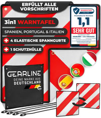 GEARLINE 3 v 1 Výstražná tabuľa pre Taliansko, Španielsko a Portugalsko – na zadný nosič, so 4 upevňovacími popruhmi a ochranným puzdrom 1