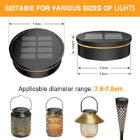 GEARLITE Napelemes lámpa csere tetőfej 8 cm, 2 LED meleg/fehér fény, 800 mAh, 2 db 3