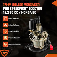 GEARMONSTER 17 mm Karburátor Peugeot Speedfight 1 & 2 50cc Robogókhoz - Elektromos Szívató, Alumínium, Honda Elite DIO 50 Kompatibilis 2