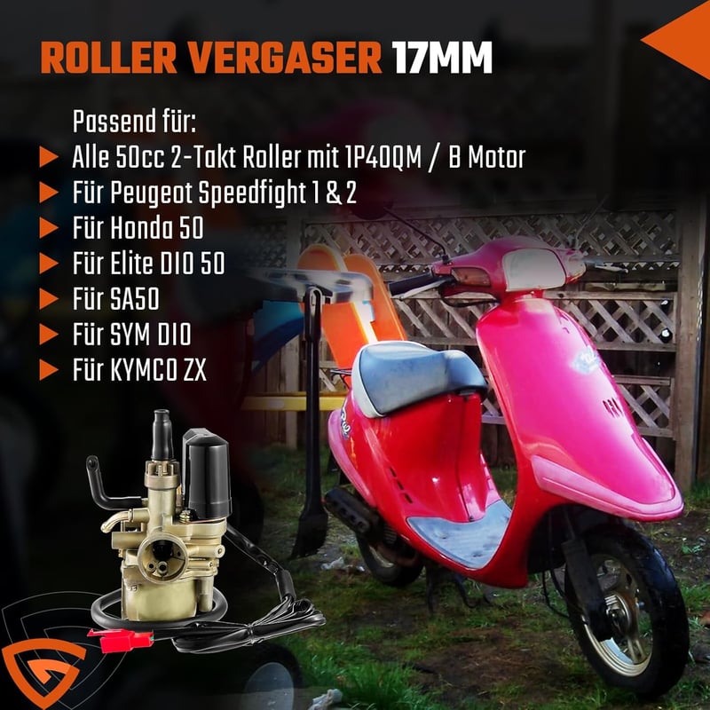 GEARMONSTER 17 mm Karburátor Peugeot Speedfight 1 & 2 50cc Robogókhoz - Elektromos Szívató, Alumínium, Honda Elite DIO 50 Kompatibilis