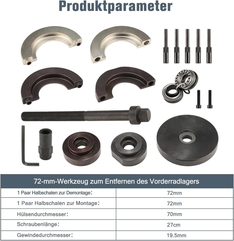GEARMONSTER 18 részes kerékcsapágy szerelő készlet 72 mm kerékagyhoz