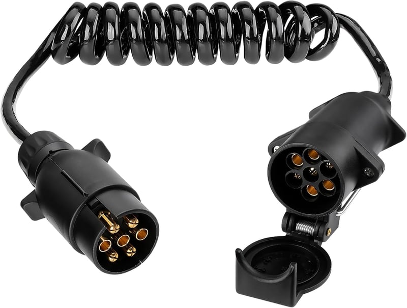 GEARMONSTER 2m Utánfutó Hosszabbító Kábel 7 Tüskés 12V Spirál Adapter Autó Teherautó Lakóautó