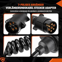 GEARMONSTER 2m Utánfutó Hosszabbító Kábel 7 Tüskés 12V Spirál Adapter Autó Teherautó Lakóautó 3