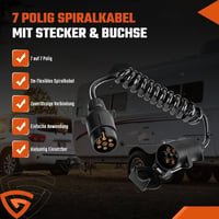 GEARMONSTER 2m Utánfutó Hosszabbító Kábel 7 Tüskés 12V Spirál Adapter Autó Teherautó Lakóautó 2