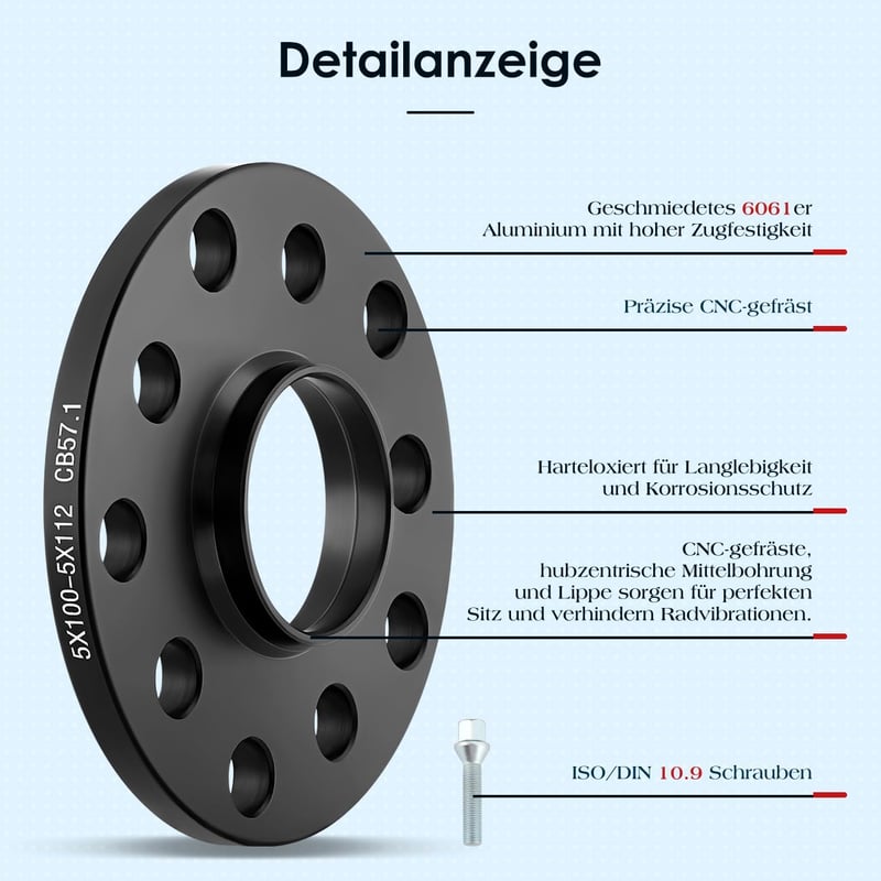 GEARMONSTER 2x10mm Kerékközépítő Szett 57.1 5x100 5x112 M14x1.5x50 Kerékcsavarokkal
