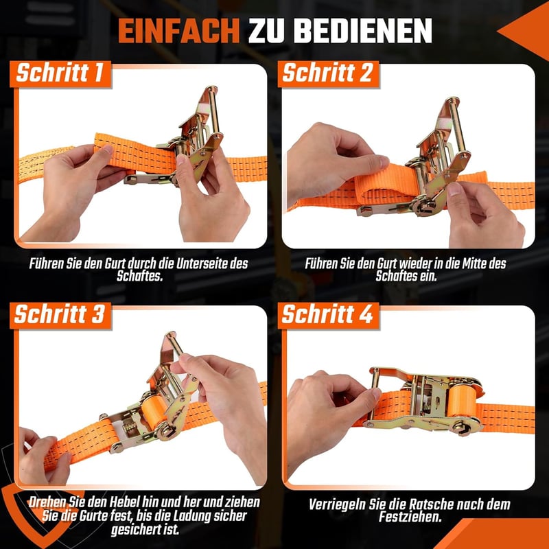 GEARMONSTER 4 db Szállítási Rögzítőszíj 3m 35mm Kerekekhez Utánfutóhoz Autóhoz
