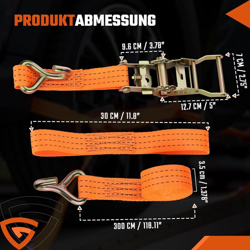 GEARMONSTER 4 db Szállítási Rögzítőszíj 3m 35mm Kerekekhez Utánfutóhoz Autóhoz