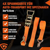 GEARMONSTER 4 db Szállítási Rögzítőszíj 3m 35mm Kerekekhez Utánfutóhoz Autóhoz 2
