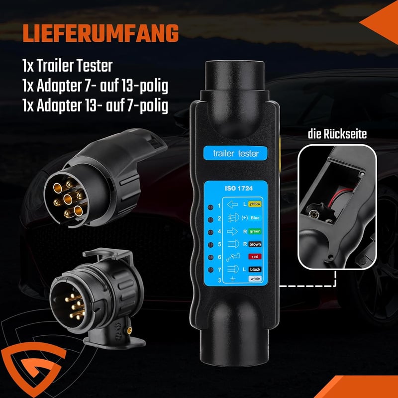 GEARMONSTER 7 Pin Utánfutó Teszter 12V Világítás Diagnosztika Karavánhoz