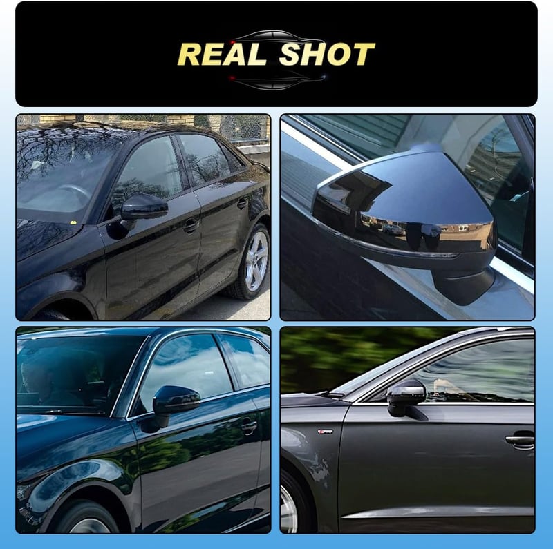 GEARMONSTER Audi A3 S3 8V RS3 Visszapillantó Tükör Borítás - Fényes Fekete Tükörkupak Szett 2013-2019 Modellekhez - Könnyen Felszerelhető AB
