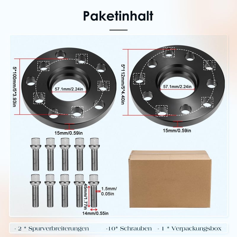 GEARMONSTER Kerékközépítő 5x100/5x112 15mm NLB:57.1 M14x1.5 VW-hez