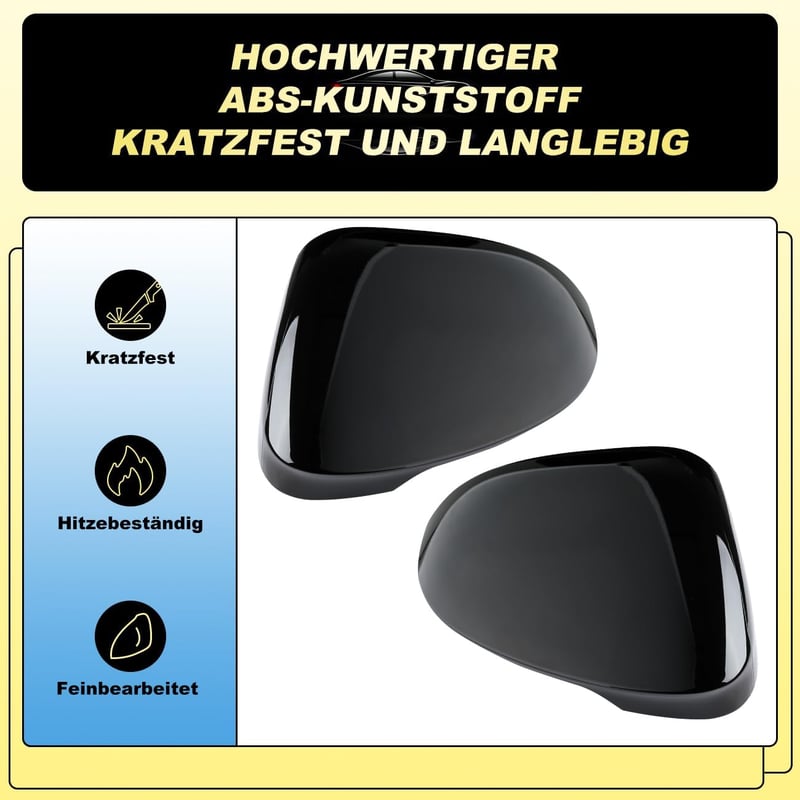 GEARMONSTER Visszapillantó Tükör Borítás VW Golf 8 MK8 (2019-2021) - Fényes Fekete ABS Műanyag Tükörkupakok, Egyszerű Felszerelés, Stílusos 