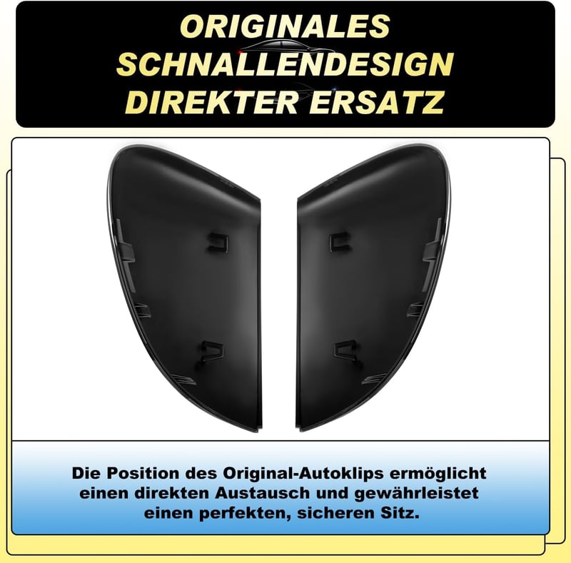 GEARMONSTER Visszapillantó Tükör Borítás VW Golf 8 MK8 (2019-2021) - Fényes Fekete ABS Műanyag Tükörkupakok, Egyszerű Felszerelés, Stílusos 