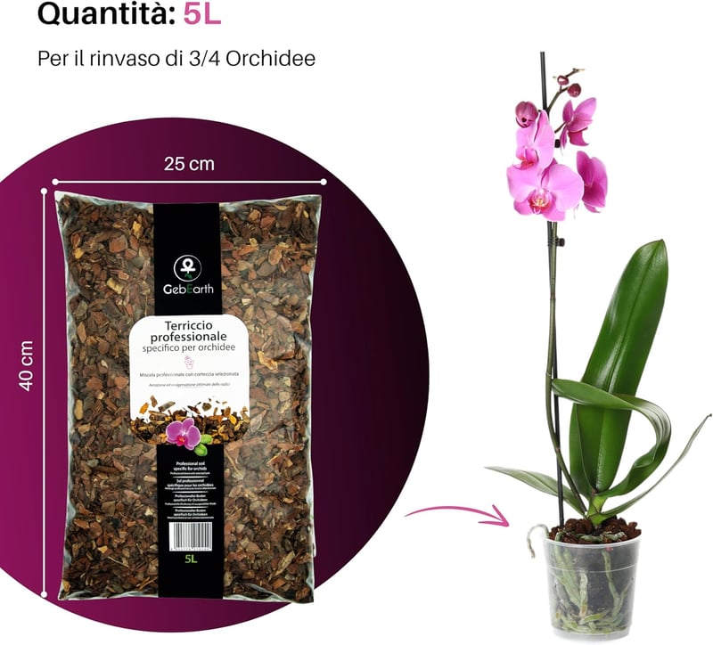 GebEarth Orchidea Talaj 5L Professzionális Orchidea Szubsztrát Összes Fajtához
