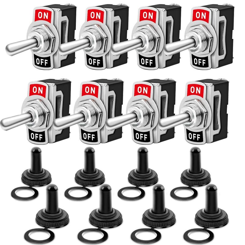 Gebildet 10A/12VDC Billenőkapcsoló Vízálló Kupakkal, 8 db Fekete - E356 - 8 Pack - Black with Cover
