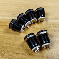 Gebildet 6 darabos fekete 12mm vízálló nyomógomb kapcsoló rozsdamentes acél 2A 12V/24V/125V/250VAC lapos fejű momentary 3