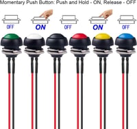 Gebildet 6db 12mm vízálló nyomógomb 250V/3A ON-OFF kapcsoló autóhoz 2