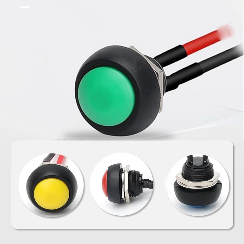Gebildet 6db 12mm vízálló nyomógomb 250V/3A ON-OFF kapcsoló autóhoz