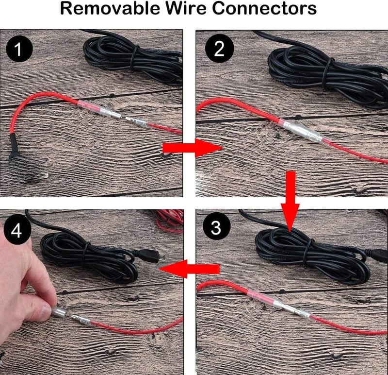 Gebildet Menetrögzítő Kamera Bekötő Szett Type-C USB Csatlakozóval, 12V-24V 5V Átalakító Feszültségvédelemmel, 4m Kábel
