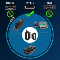 Gebildet Menetrögzítő Kamera Bekötő Szett Type-C USB Csatlakozóval, 12V-24V 5V Átalakító Feszültségvédelemmel, 4m Kábel 2