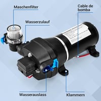Gedlex 12V Vízszivattyú Lakóautókhoz - 20,8 LPM, 40 PSI Üzemi Nyomás, 180W - Hajókhoz, Lakókocsikhoz, Kertöntözéshez, Szűrővel 2